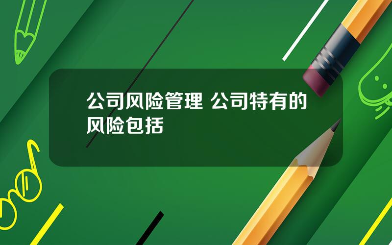 公司风险管理 公司特有的风险包括